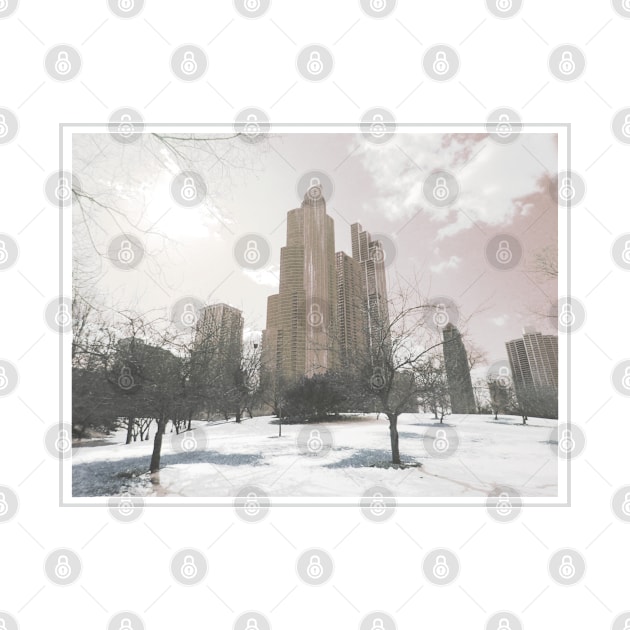 Snowy Chicago architecture photography, melancholic edit by F-for-Fab