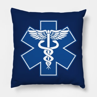 EMT Health Care Caduceus Blue Medical Symbol Pillow