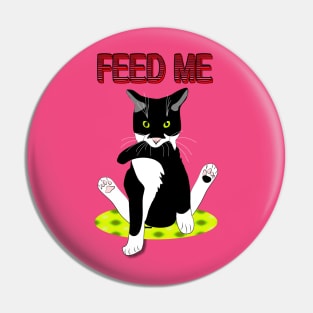 Cute Tuxedo Cat Hungry cat Feed Me Copyright by TeAnne Pin