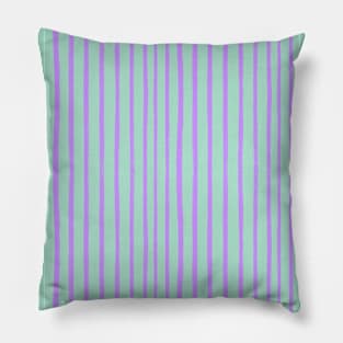 Purple and Mint Green Brush Stroke Stripes Pillow