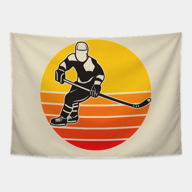 Vintage Ice Hockey Player Silhouette Tapestry by POD-of-Gold