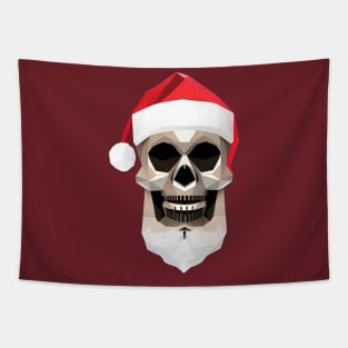 Skull Santa Claus Christmas - Polygon Style Tapestry