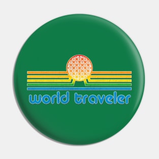 World Traveler - World Showcase inspired retro distressed world showcase vacation tee Pin