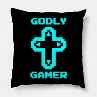 Godly Gamer (v3 - cyan) Pillow