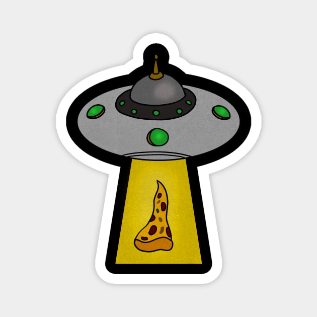 Funny Pizza Lover, UFO Beaming Magnet by logiamerch