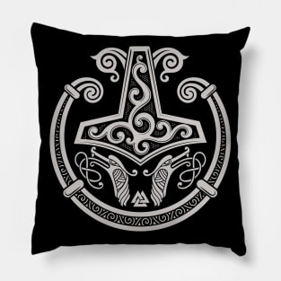 Thors Hammer Mjolnir Norse Pagan Viking Torc Grey Pillow