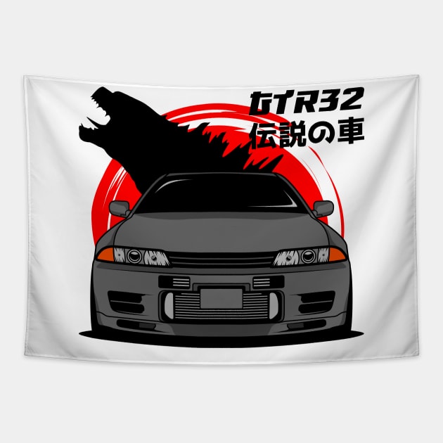 JDM Grey R32 Tapestry by GoldenTuners