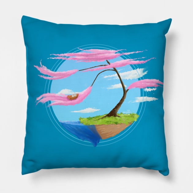 Spherical cherry blossom/sakura tree art Pillow by Ghostlyboo