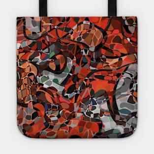 Rich Red, Black and Grey Abstract Pattern Tote