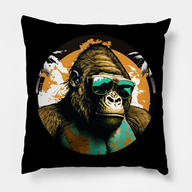 Shades of Toughness - Cool Gorilla Pillow by teehood