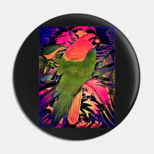 BEAUTIFUL VIBRANT MACAW DRAWING TROPICAL FLOWERS FERN PALM Pin