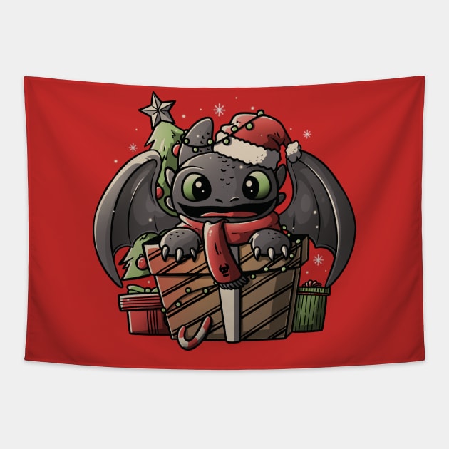 Dragon Gift Cute Funny Christmas - Light Tapestry by eduely