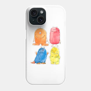 Funny Watercolor Monsters Phone Case