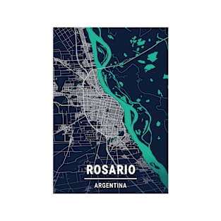 Rosario Blue Dark Color City Map T-Shirt