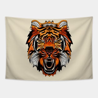 Ferocious tiger wild animal illustration Tapestry