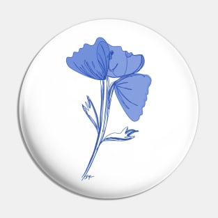 3 poppies & 1 face - shades of blue Pin