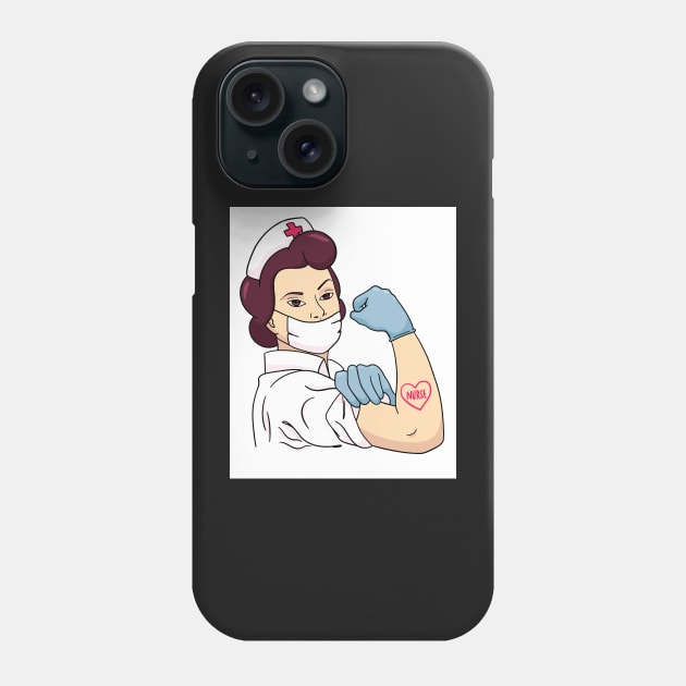 Fierce Nurse Girl Power Strong Woman Social Distancing FaceMask Phone Case by gillys