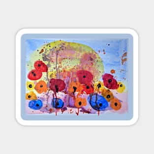 A Colorful Painting of Summer Flowers Magnet