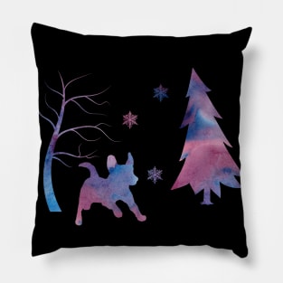 Jack Russell Terrier Winter Art Pillow