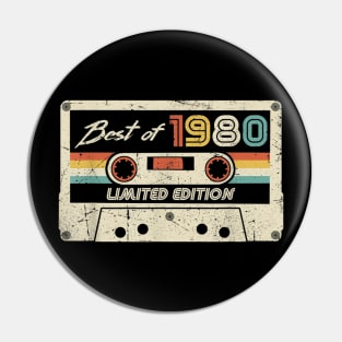 Vintage 1980 Best Of 1980 40th birthday Retro Cassette 40 yo Pin