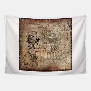 Steampunk Neck Gator Steampunk Man Top Hat Gears Steam Punk Tapestry