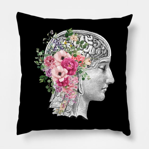 Brain Floral, Mental Health Matters Pillow by Collagedream