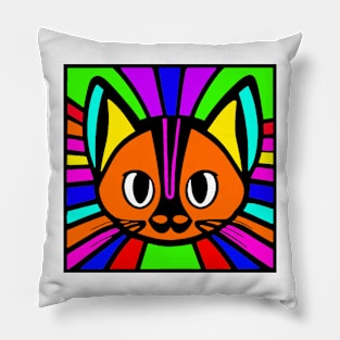 Cat rainbow colors illustrated Pillow