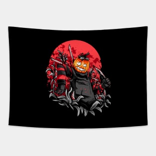 Halloween Evil Pumpkin Scarecrow Tapestry