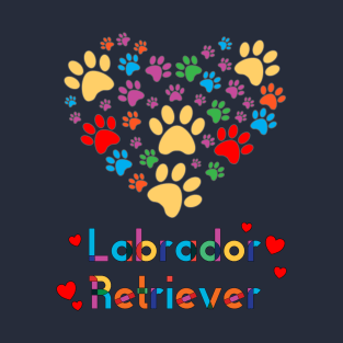 I love my Labrador Retriever lover valentine heart paw T-Shirt