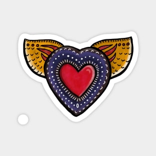 Sacred Heart with wings - Mexican Milagro style doodle Magnet