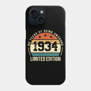 Vintage 1934 Birthday Gift Idea Retro 90th Bday Phone Case