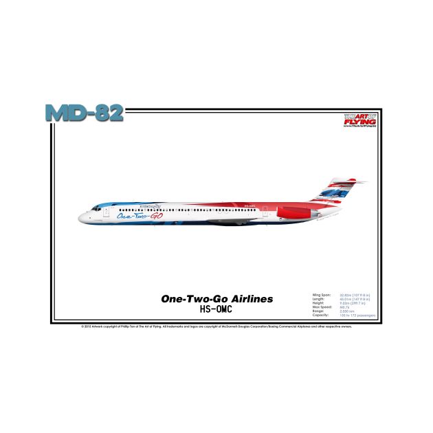 McDonnell Douglas MD-82 - One-Two-Go Airlines (Art Print) by TheArtofFlying