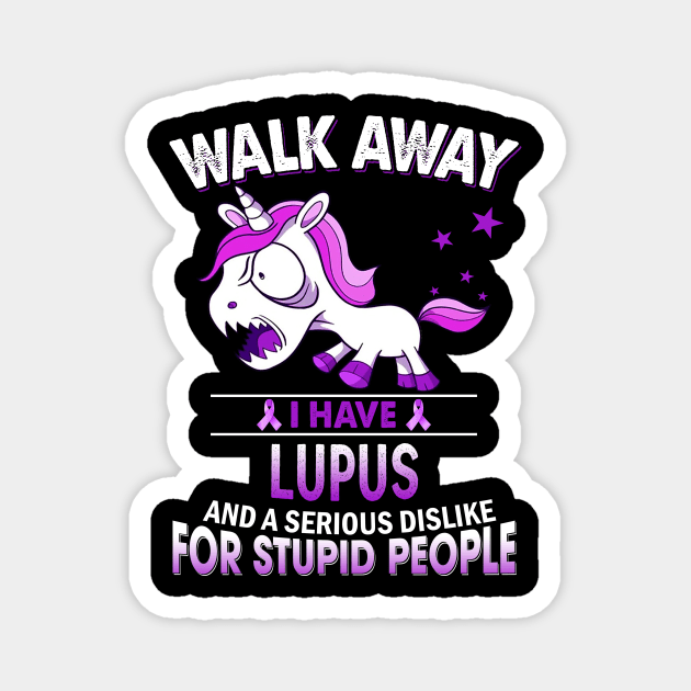 funny lupus grumpy unicorn warrior Magnet by TeesCircle