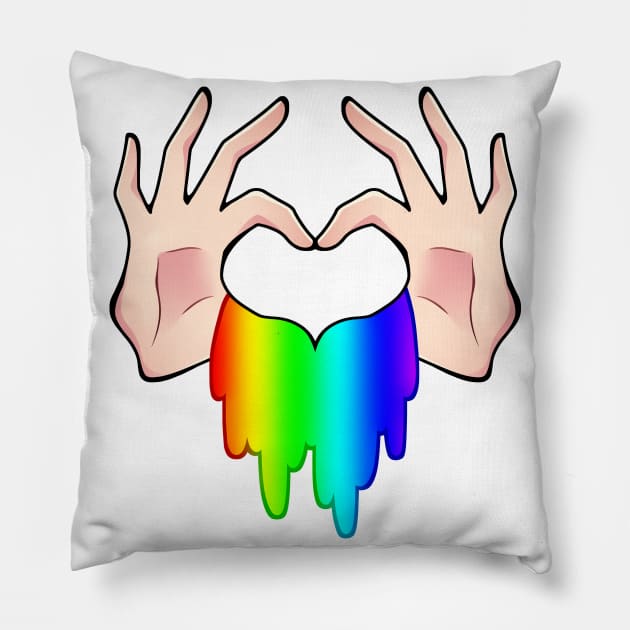 Gay Pride LGBT Rainbow Flag Heart Unity Pillow by Dojaja