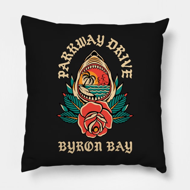 Parkway Drive Merch Byron Shark Pillow by Thomas-Mc