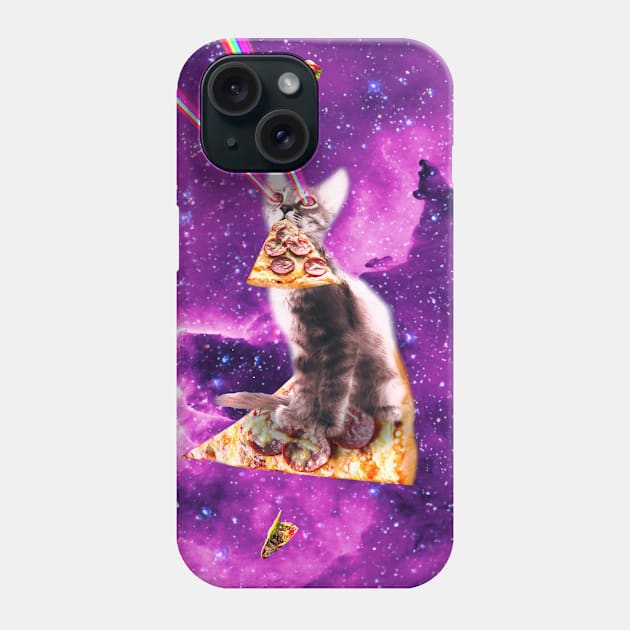 Outer Space Pizza Cat - Rainbow Laser, Taco, Burrito Phone Case by Random Galaxy
