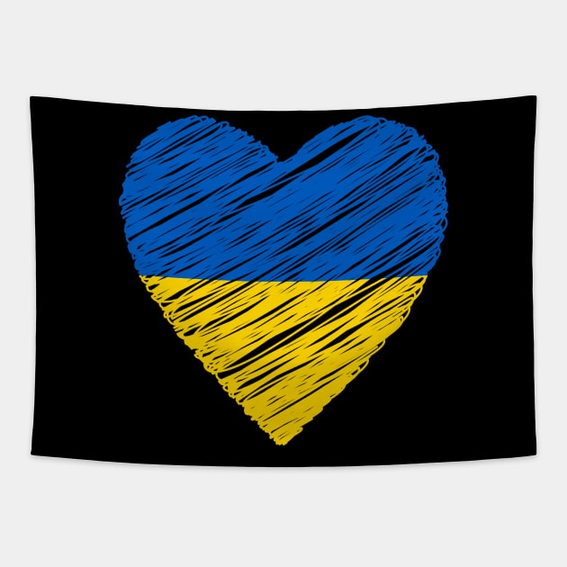ukraine flag heart shirt Tapestry by madani04