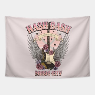 Vintage Nash Bash Nashville Tennesee Guitar and Roses Tapestry