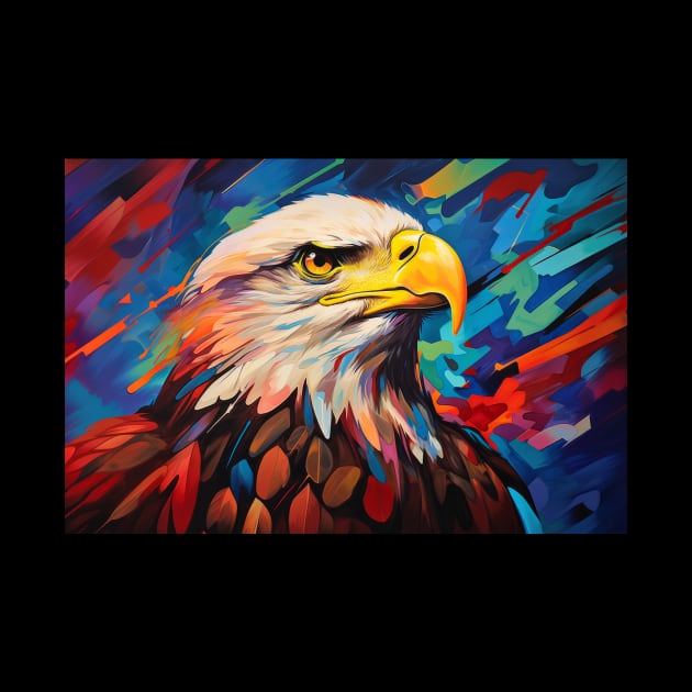 Eagle Animal Bird Portrait Colorful Painting by Cubebox