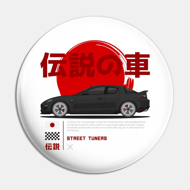Tuner Black RX8 JDM Pin by GoldenTuners