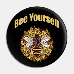 Bee yourself, inspirational, Sweet, honey, heart, bee and flowers, hive, yellow Pin