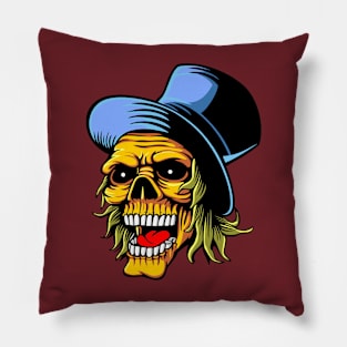 Top Hat Skull Design Pillow