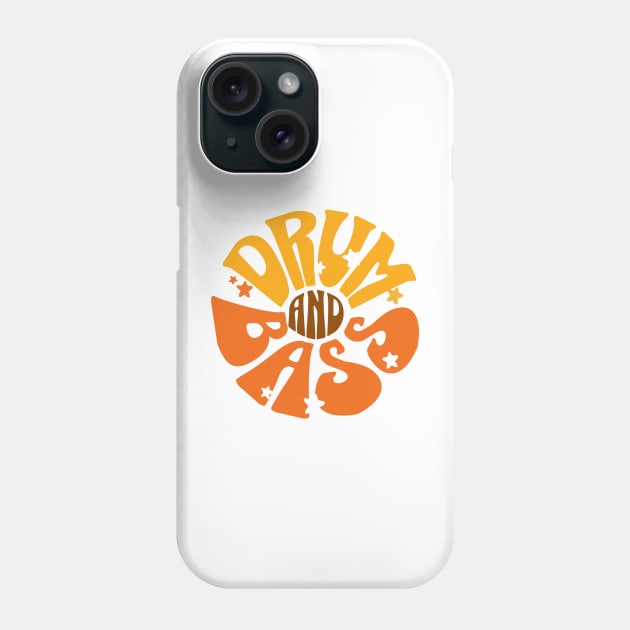 DRUM AND BASS  - Y2K Floral Font (Brown/yellow/orange) Phone Case by DISCOTHREADZ 