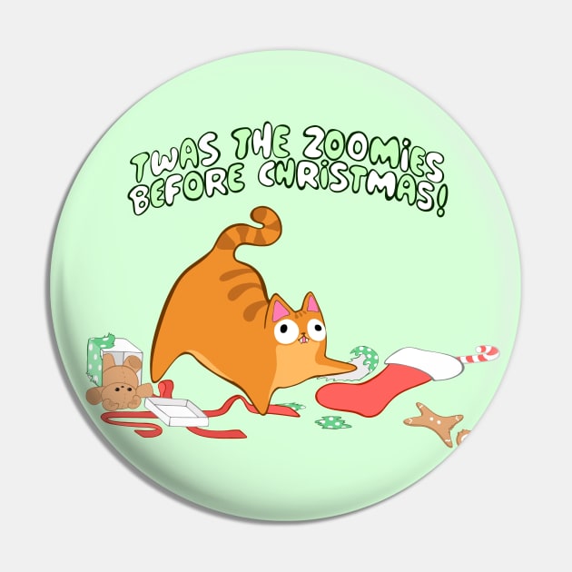 Twas the Zoomies Before Christmas stocking mess Orange Tabby funny Pin by xenotransplant