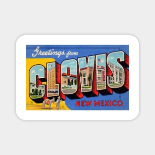 Greetings from Clovis, New Mexico - Vintage Large Letter Postcard Magnet