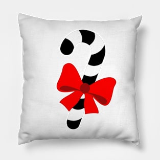 LARGE BLACK AND WHITE CHRISTMAS CANDY CAN WITH RED BOW DESIGN Pillow