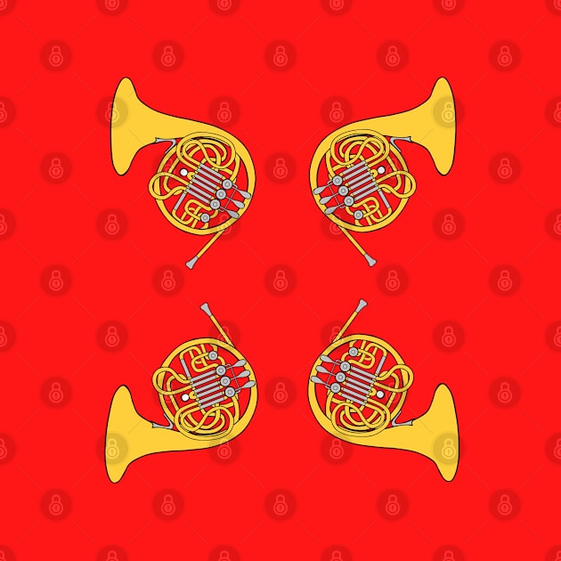 French Horn Pattern gold and Red by Ric1926