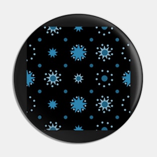 Suns and Dots Blue on Black Repeat 5748 Pin