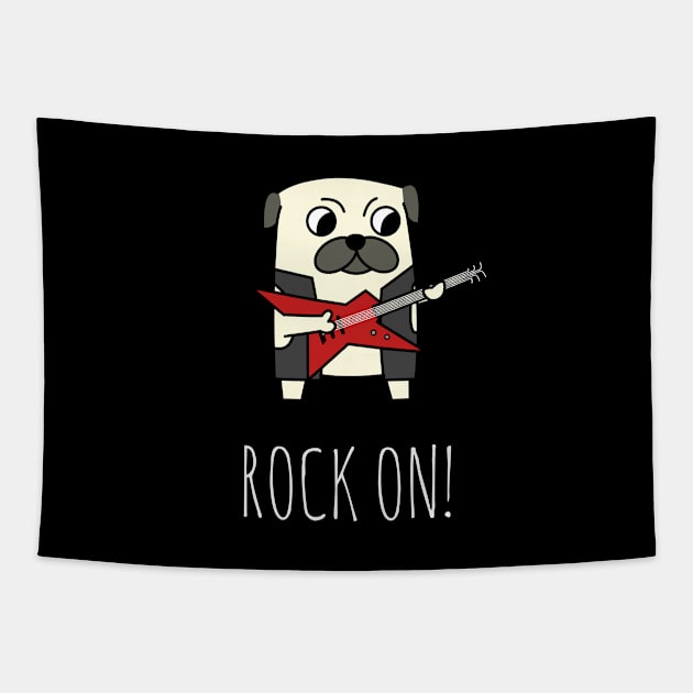 Rockstar Pug Tapestry by cartoonbeing