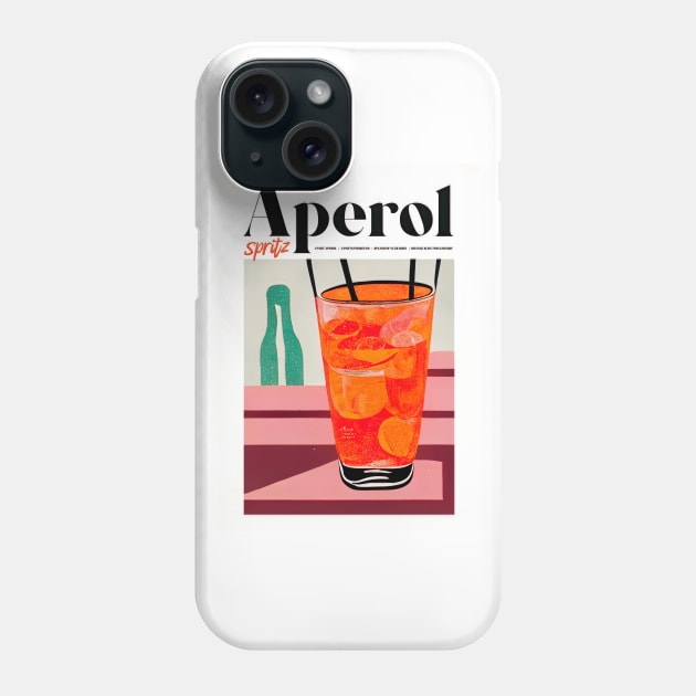 Retro Aperol Spritz Poster Daydrinking Homebar, Kitchen Bar Prints, Vintage Drinks, Recipe, Wall Art Phone Case by BetterManufaktur